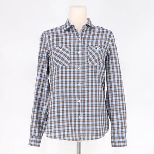 J. MCLAUGHLIN Lightweight Cotton Blue Plaid Button Front Shirt Size S